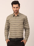 Jainish Men's Cotton Striped Formal Shirts ( SF 820Brown )
