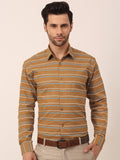 Jainish Men's Cotton Striped Formal Shirts ( SF 820Mustard )