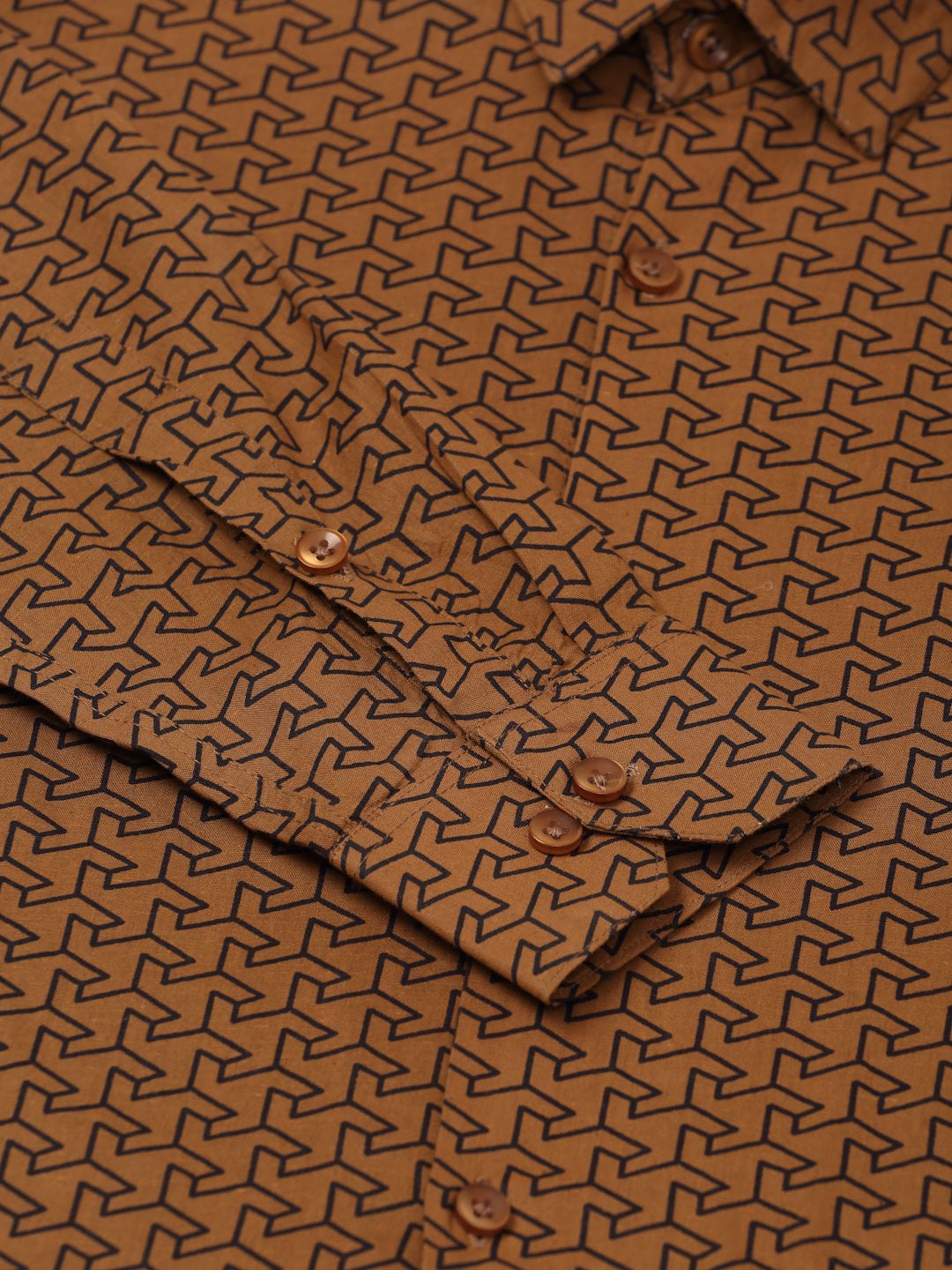 Jainish Men's Cotton Printed Formal Shirts ( SF 821Beige )