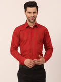 Jainish Men's Cotton Printed Formal Shirts ( SF 821Red )