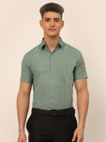 Jainish Men's Cotton Printed Formal Shirts - Green