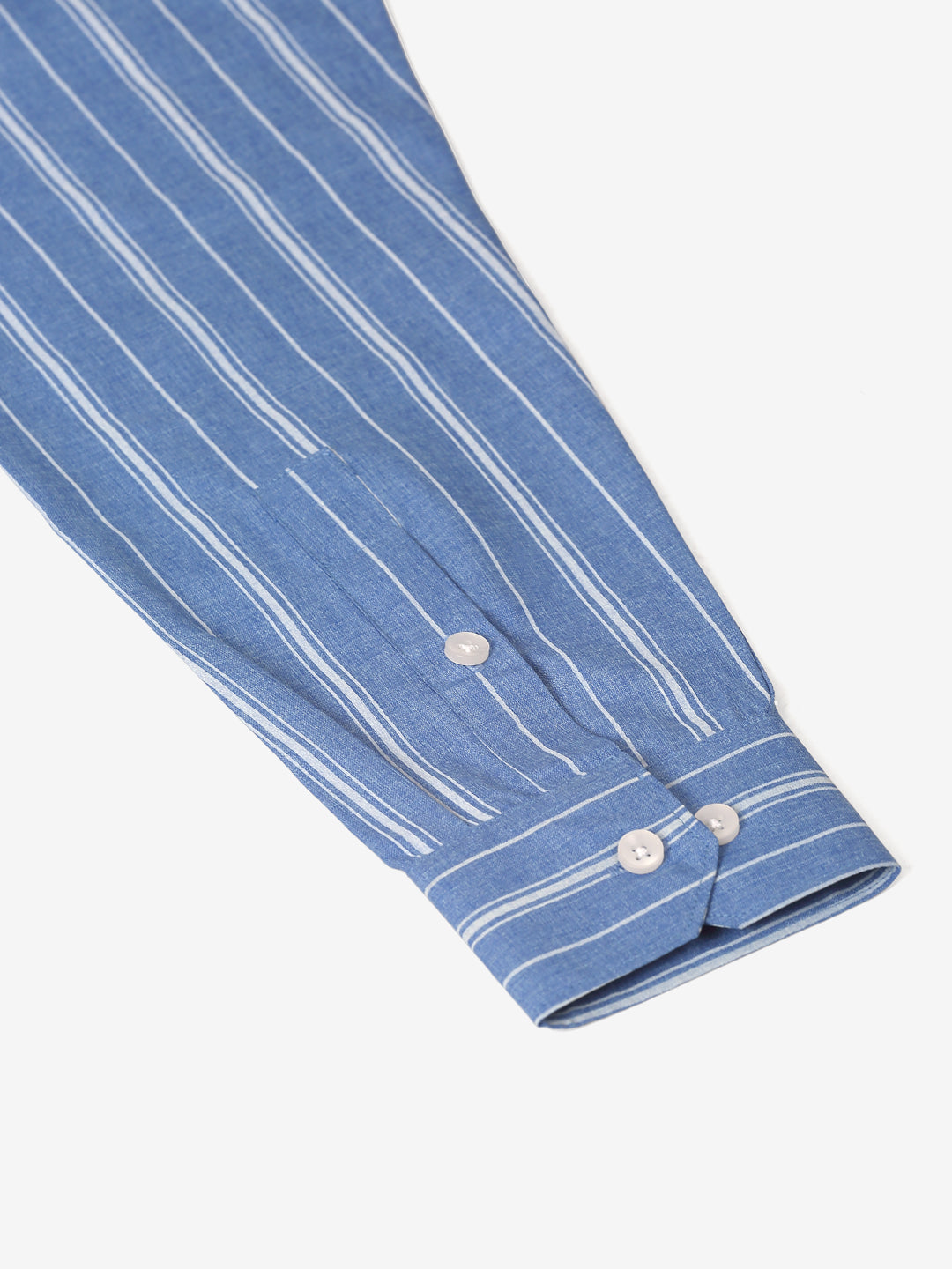Jainish Men's Blue & White Classic Striped Formal Shirt