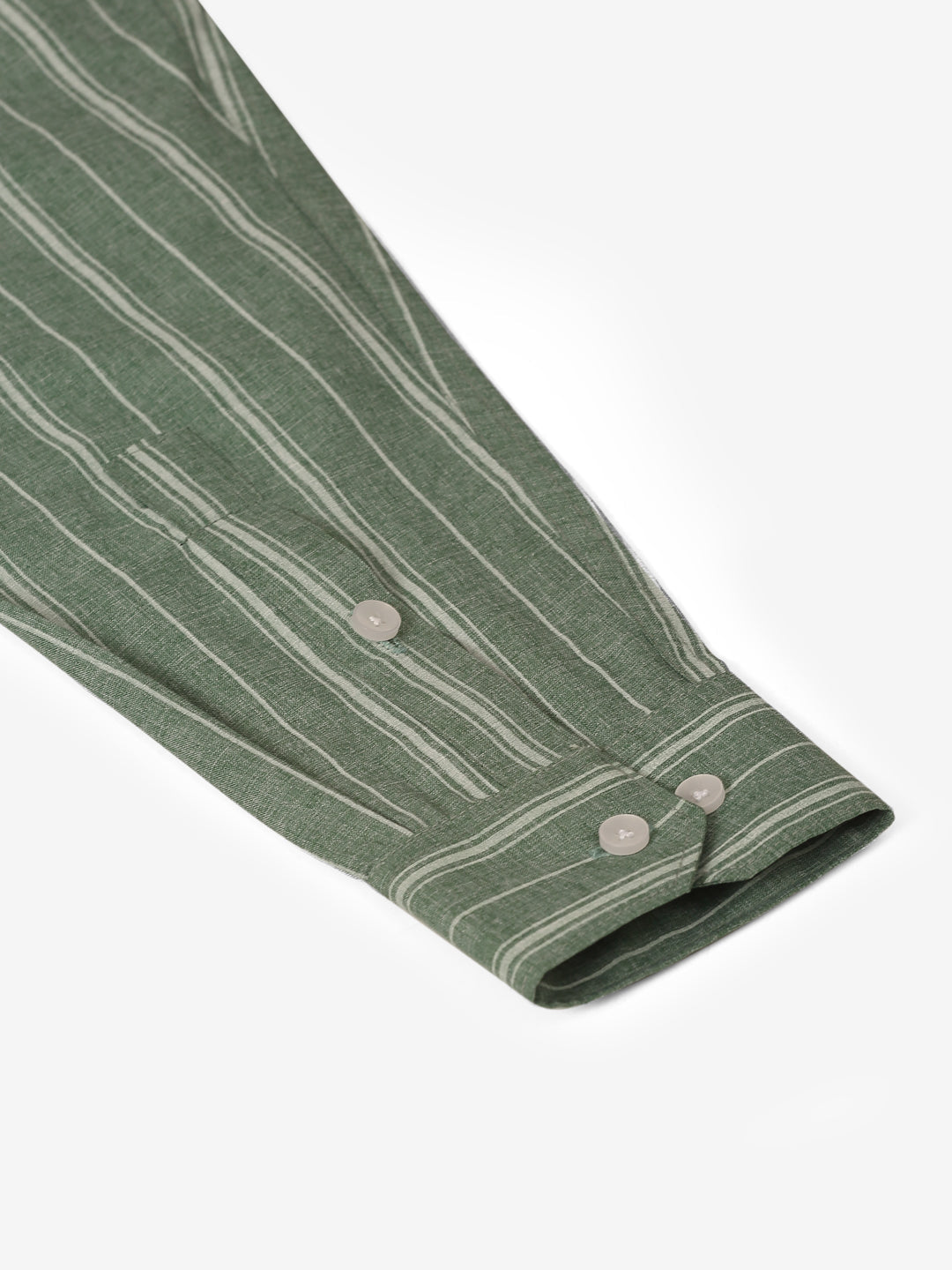 Jainish Men's Green & White Classic Striped Formal Shirt