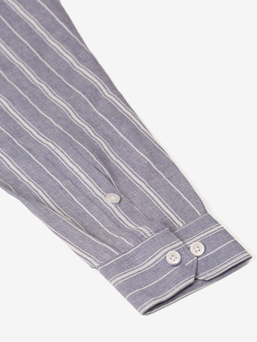 Jainish Men's Light Grey & White Classic Striped Formal Shirt