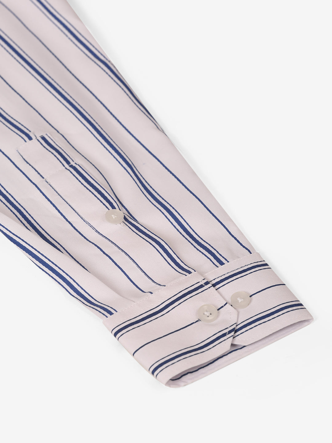Jainish Men's White & Blue Classic Striped Formal Shirt