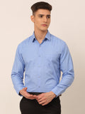 Jainish Men's Blue Classic Printed Formal Shirt