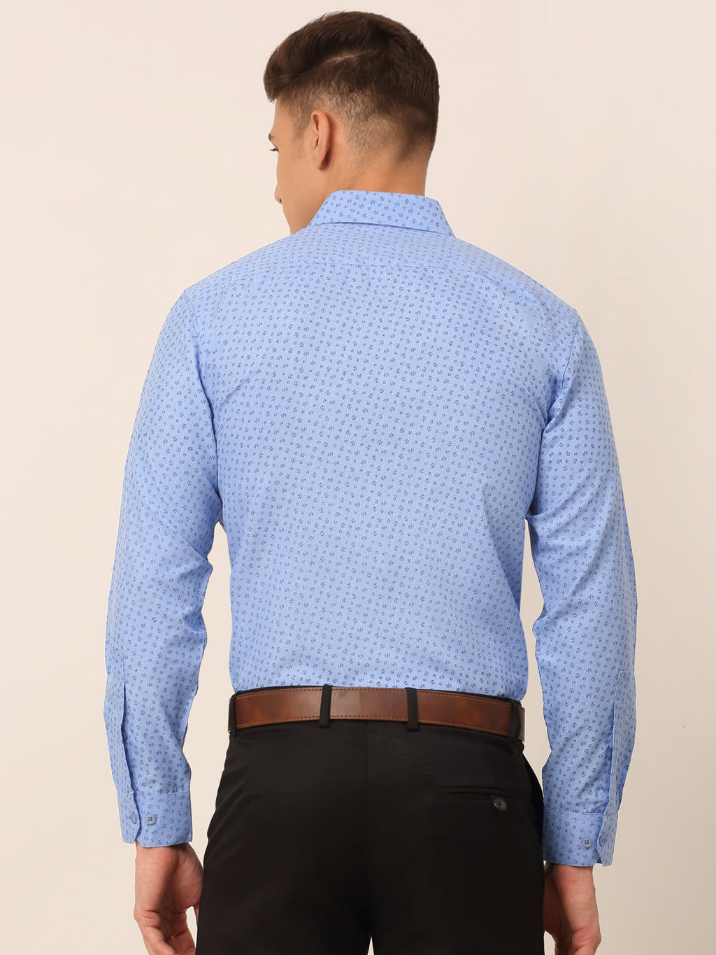 Jainish Men's Blue Classic Printed Formal Shirt