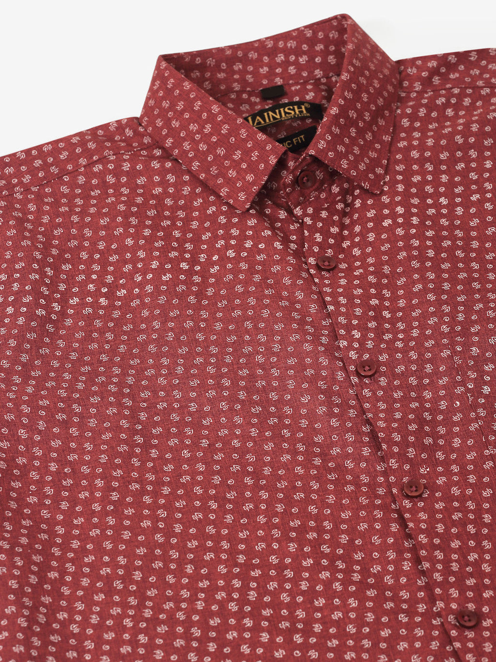 Jainish Men's Maroon Classic Printed Formal Shirt