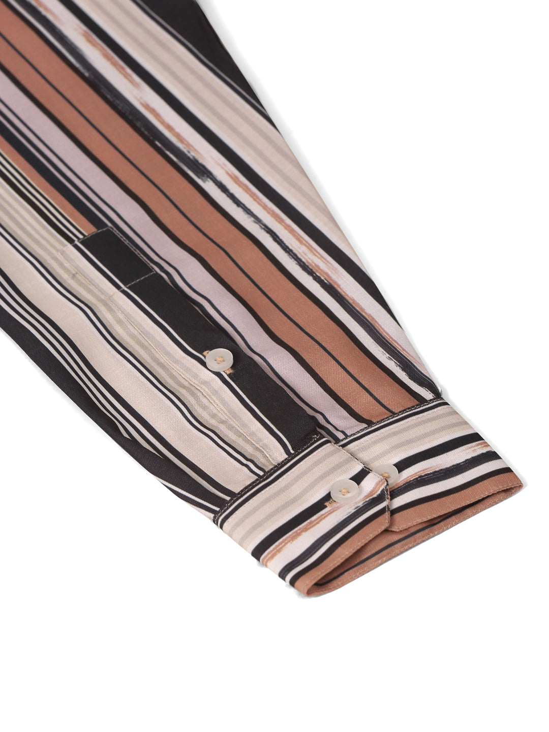 Jainish Men's Cotton Striped Formal Shirts - Brown