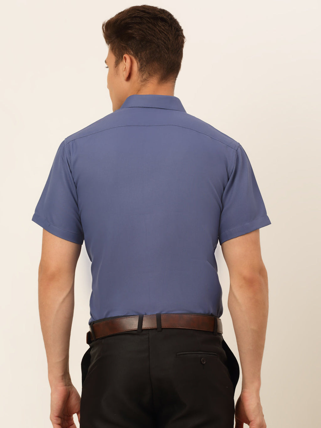 Jainish Men's Cotton Solid Formal Shirt - Blue