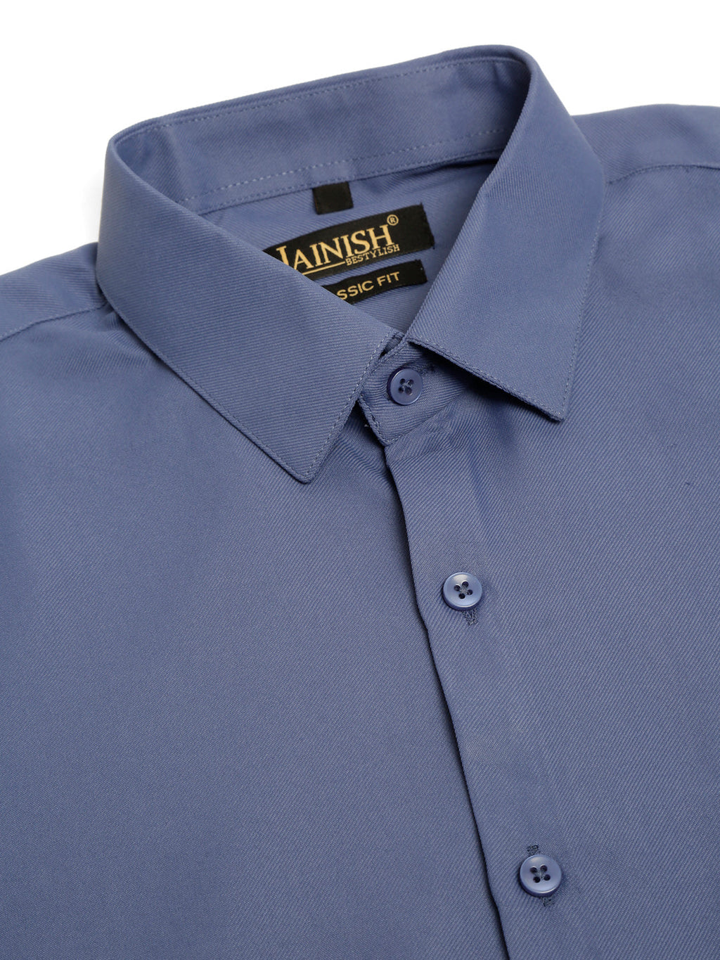 Jainish Men's Cotton Solid Formal Shirt - Blue