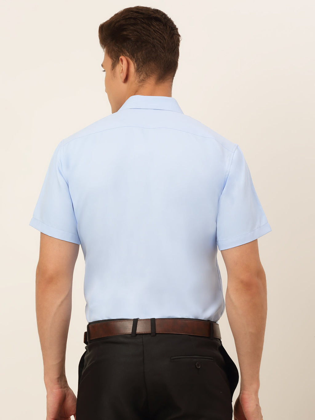 Jainish Men's Cotton Solid Formal Shirt - Firozi