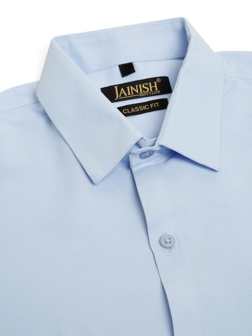 Jainish Men's Cotton Solid Formal Shirt - Firozi