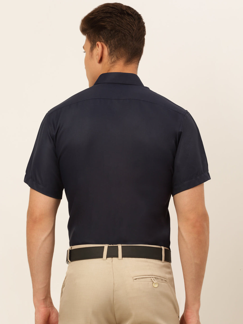 Jainish Men's Cotton Solid Formal Shirt - Navy Blue