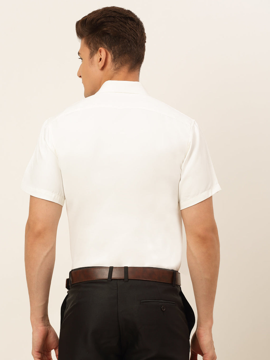 Jainish Men's Cotton Solid Formal Shirt - White