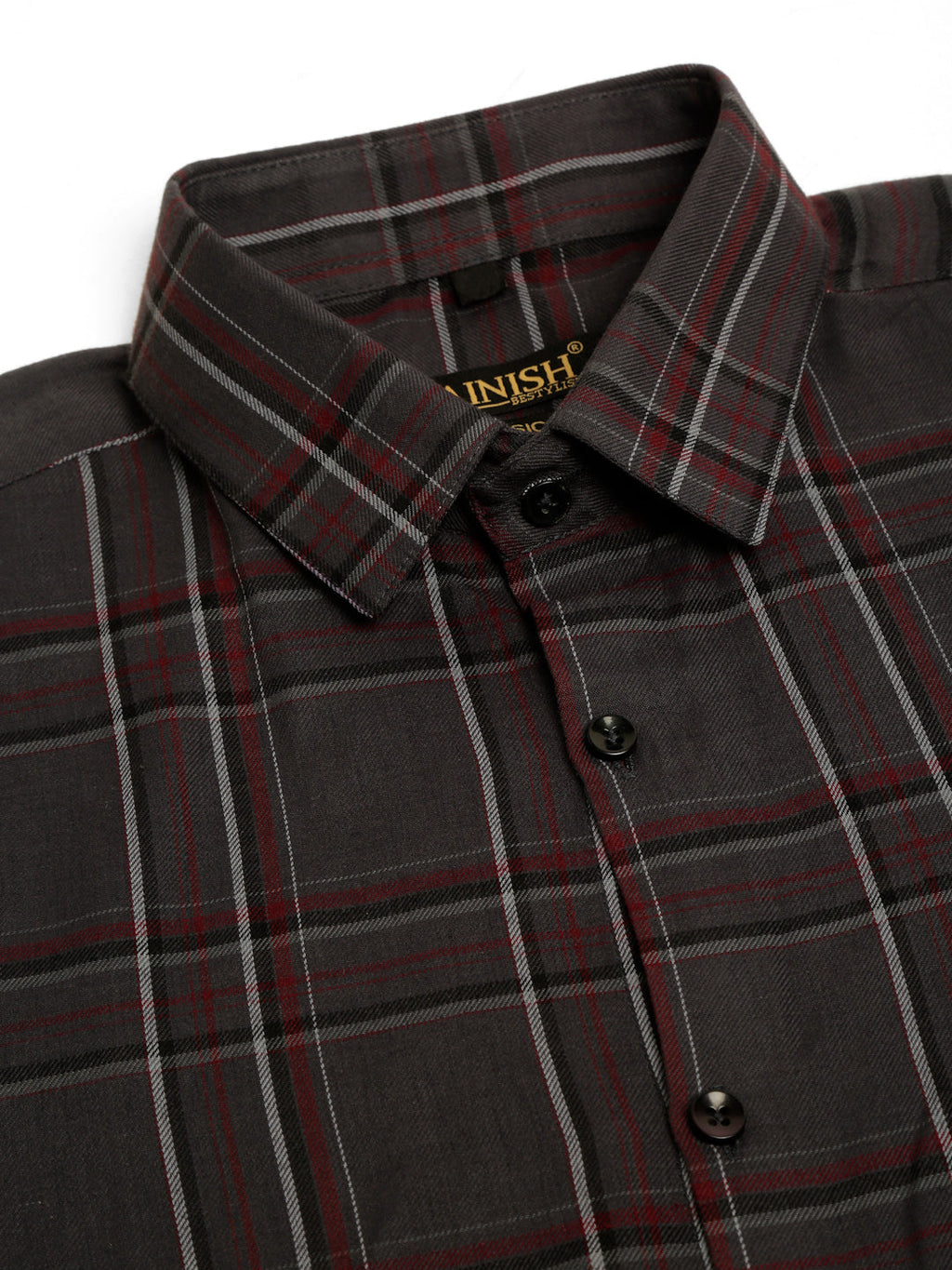 Jainish Men's Cotton Checked Formal Shirts - Brown