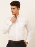 Jainish Men's Cotton Solid Formal Shirt - White