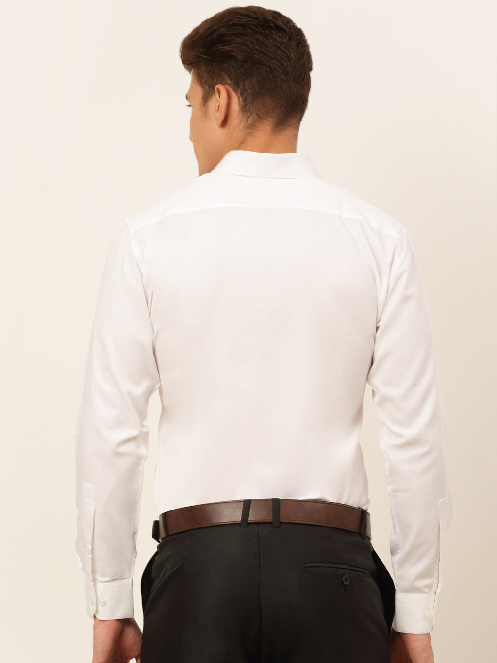 Jainish Men's Cotton Solid Formal Shirt - White
