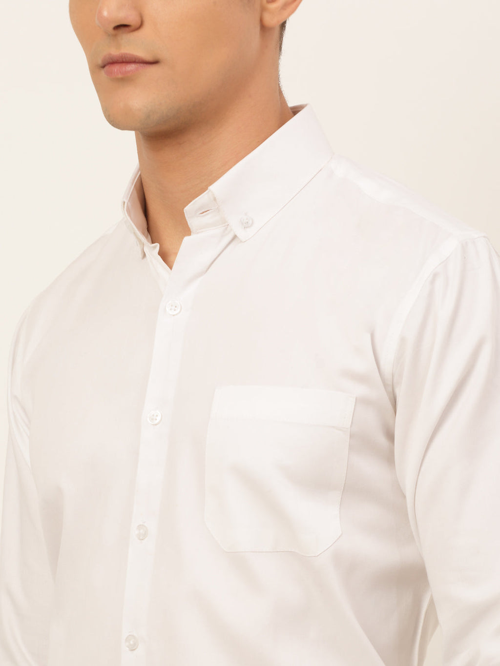Jainish Men's Cotton Solid Formal Shirt - White