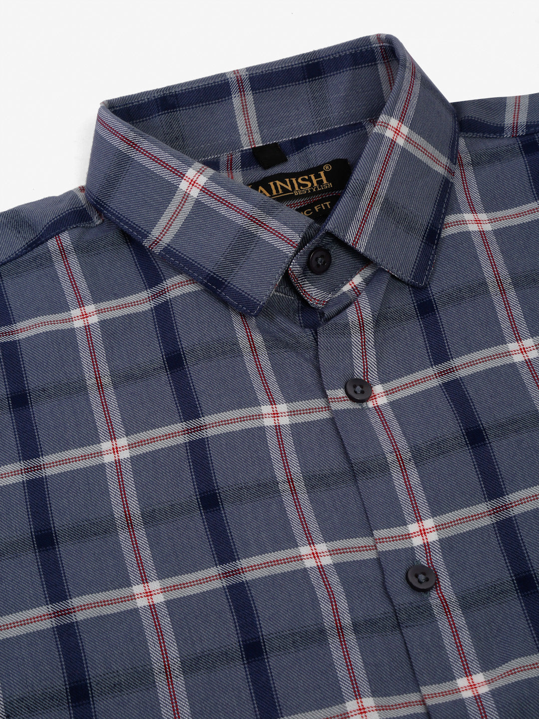Jainish Men's Grey Half Sleeve Checked Formal Shirt