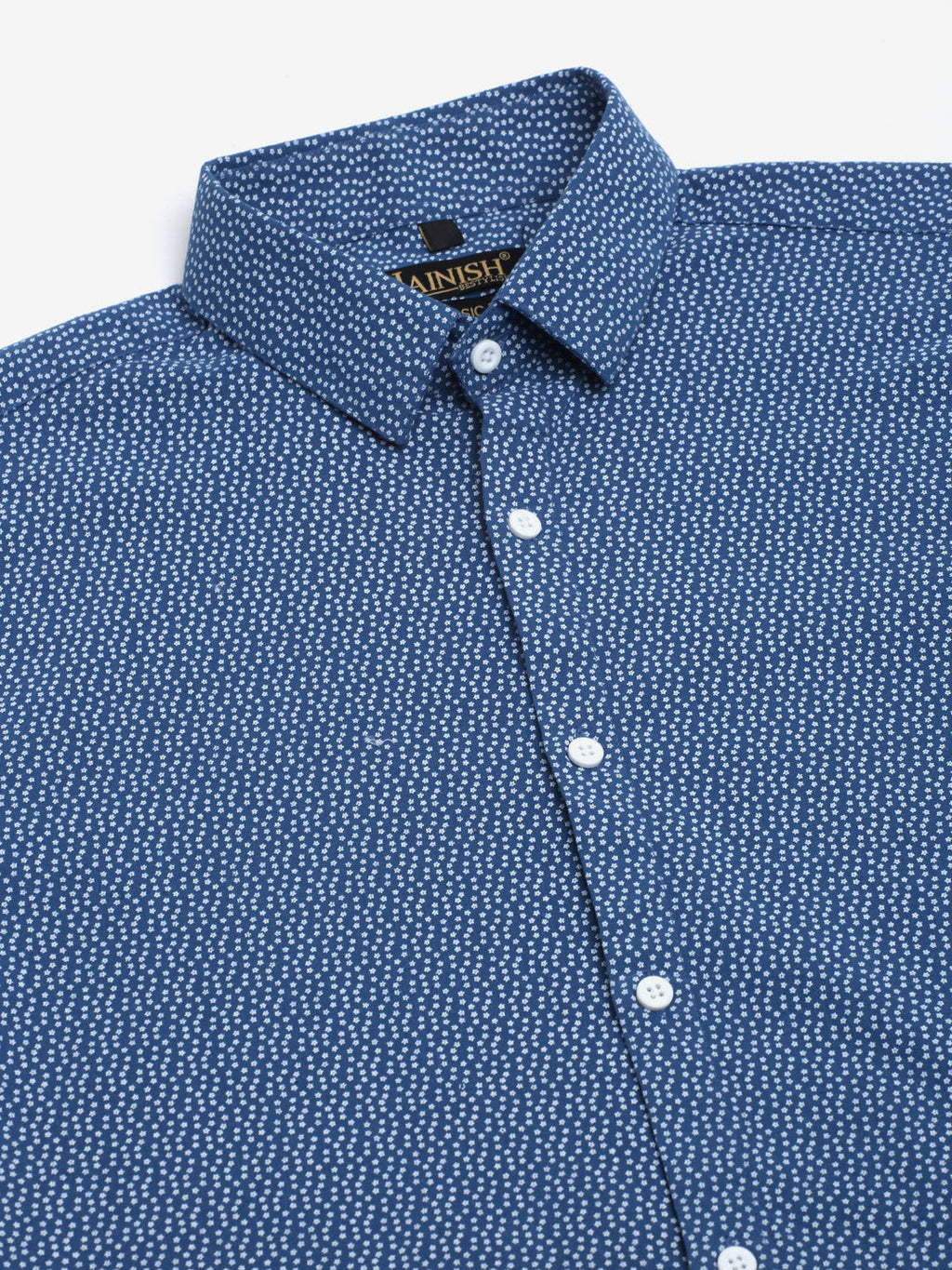 Jainish Men's Cotton Half Sleeve Printed Formal Shirts - Blue