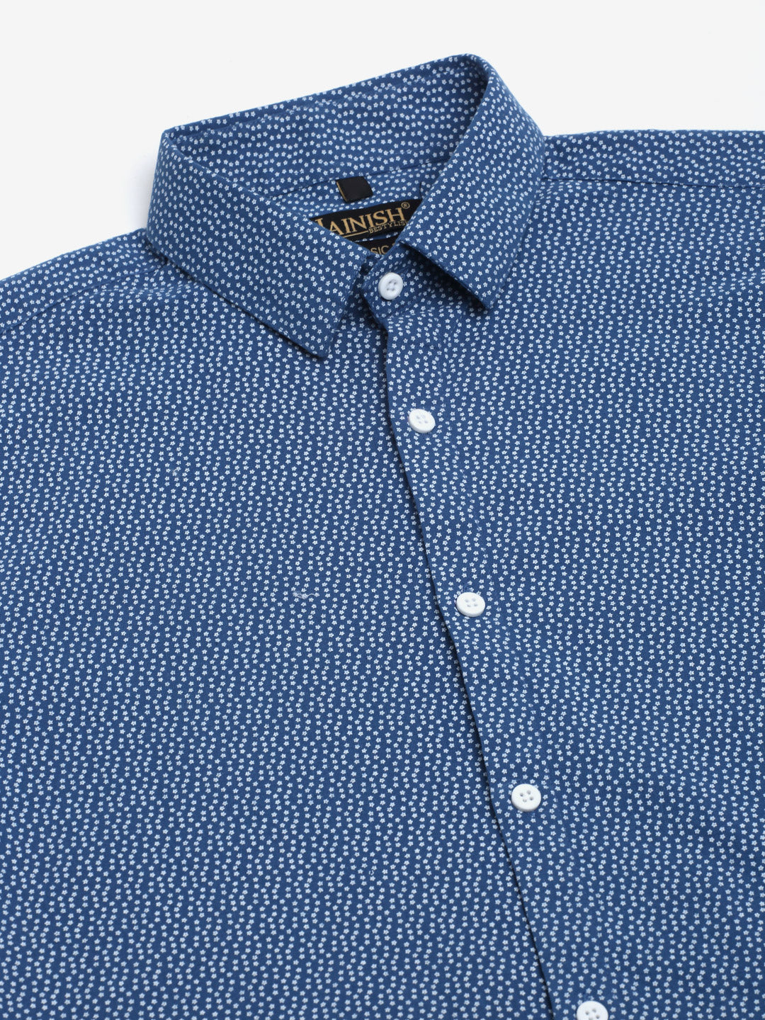 Jainish Men's Cotton Half Sleeve Printed Formal Shirts - Blue