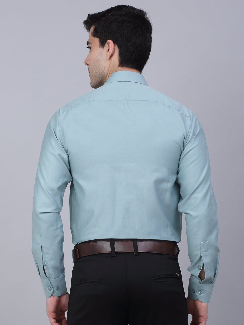 Jainish Men's Cotton Lycra Printed Formal Shirts - Pista