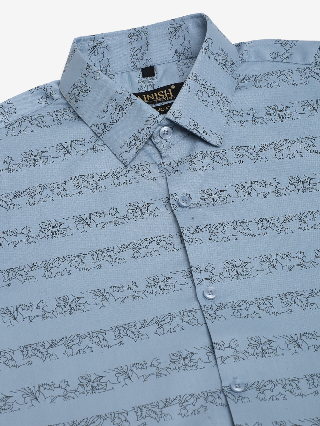 Jainish Men's Cotton Lycra Printed Formal Shirts - Sky Blue