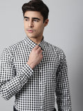Jainish Men's Black Checks Pure Cotton Formal Shirt