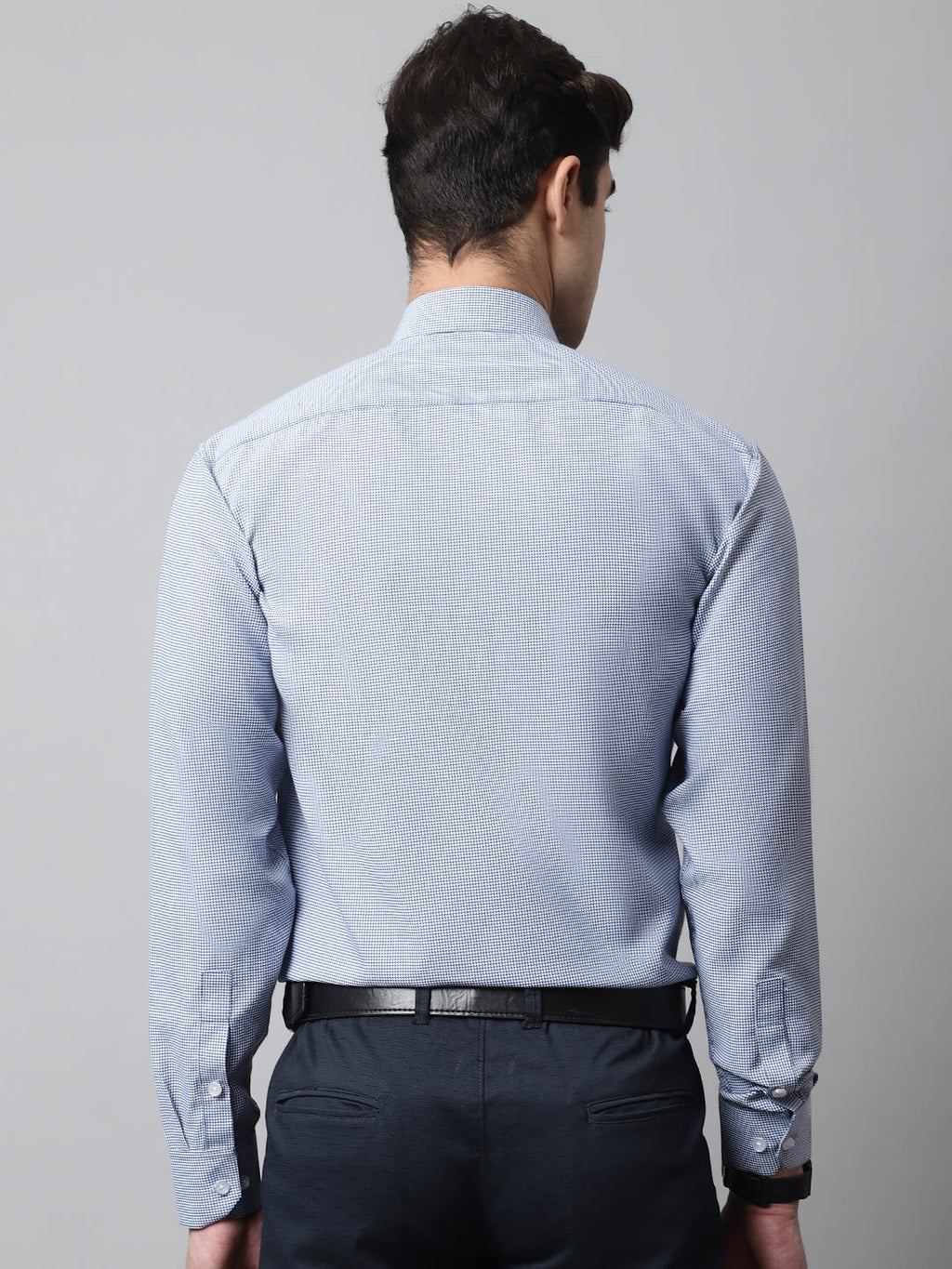 Jainish Men's Blue Checks Pure Cotton Formal Shirt