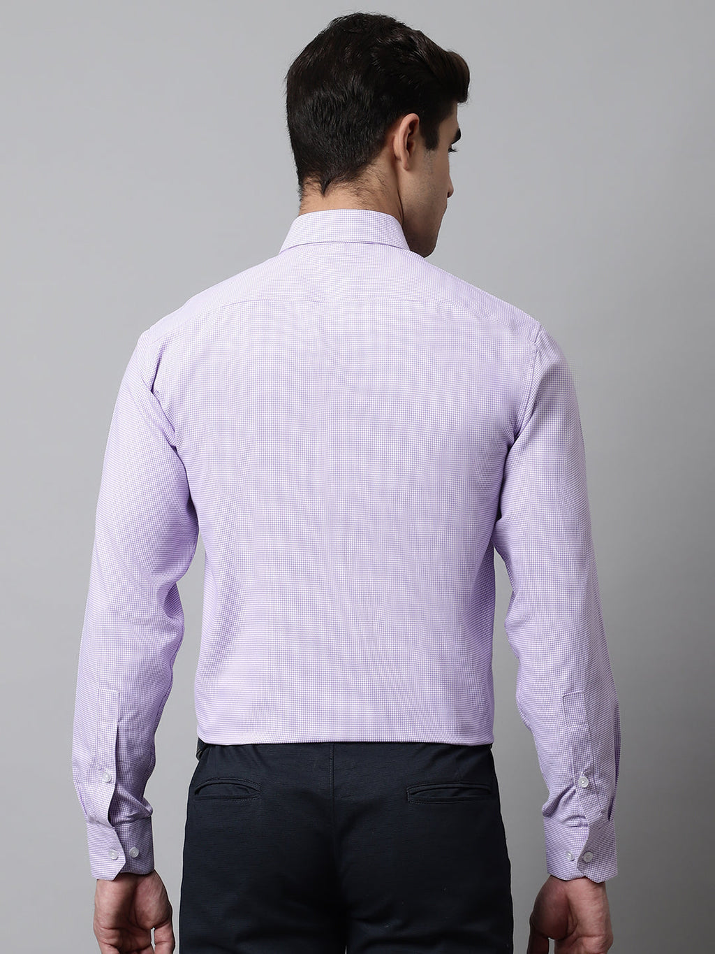 Jainish Men's Purple Checks Pure Cotton Formal Shirt