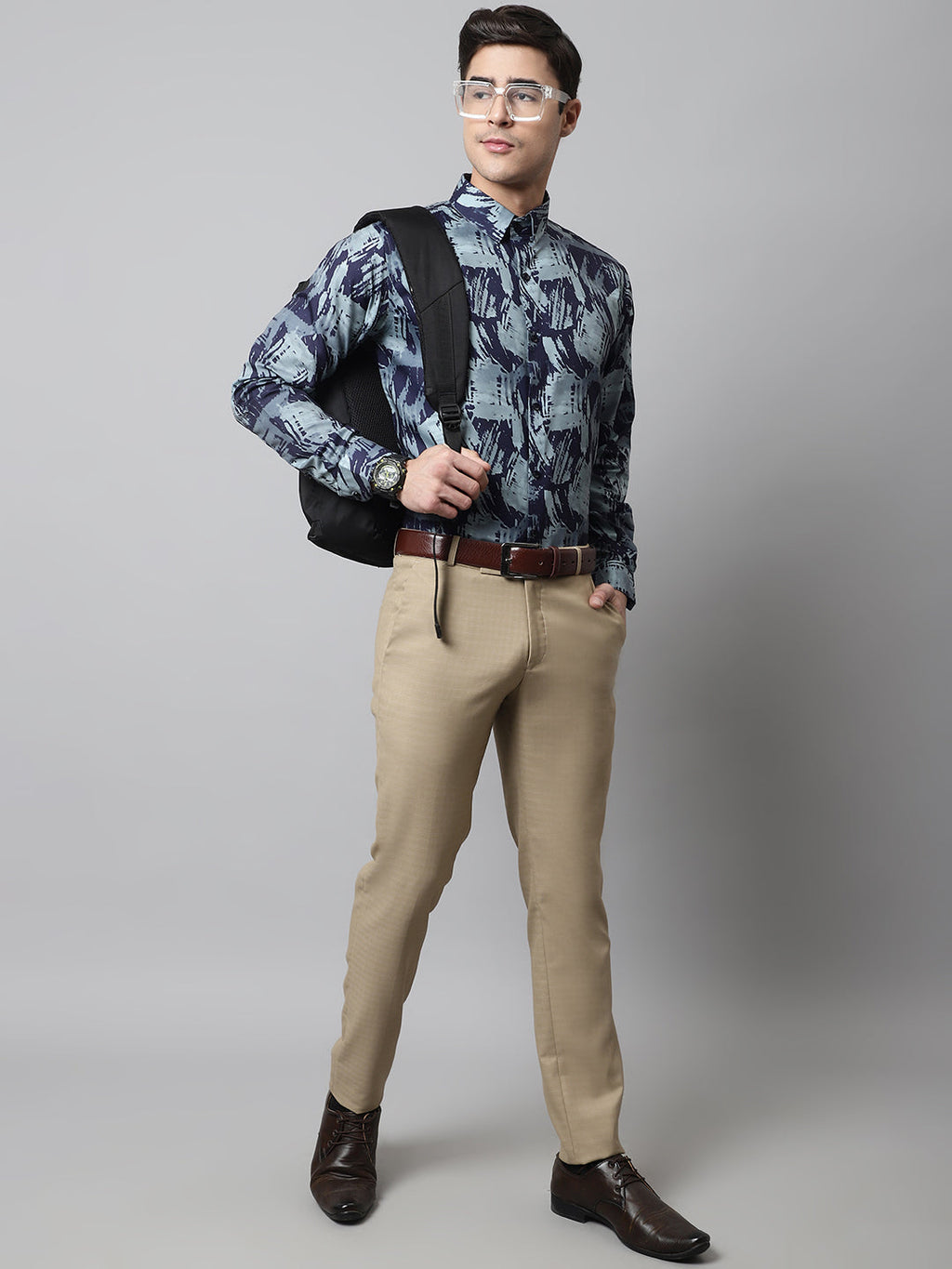 Jainish Men's Green Classic Printed Formal Shirt
