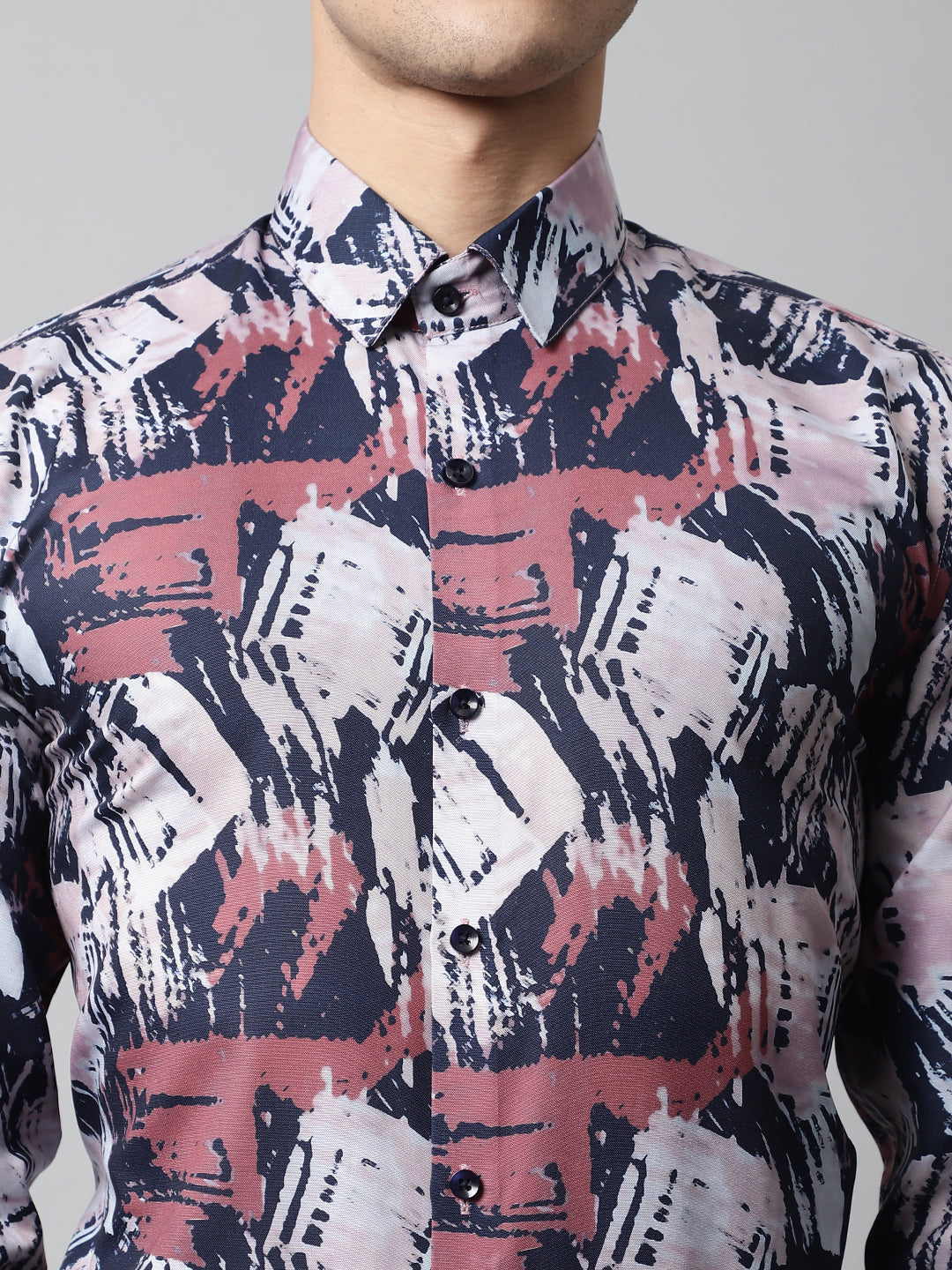 Jainish Men's Grey Classic Printed Formal Shirt