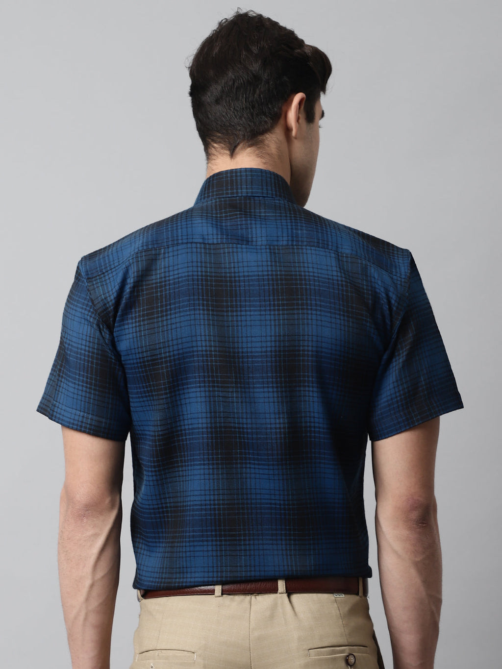 Jainish Men's Peacock Checks Regular Fit Cotton Formal Shirt