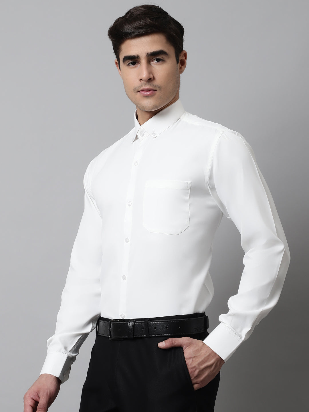 Jainish Men's White Classic Cotton Formal Shirt