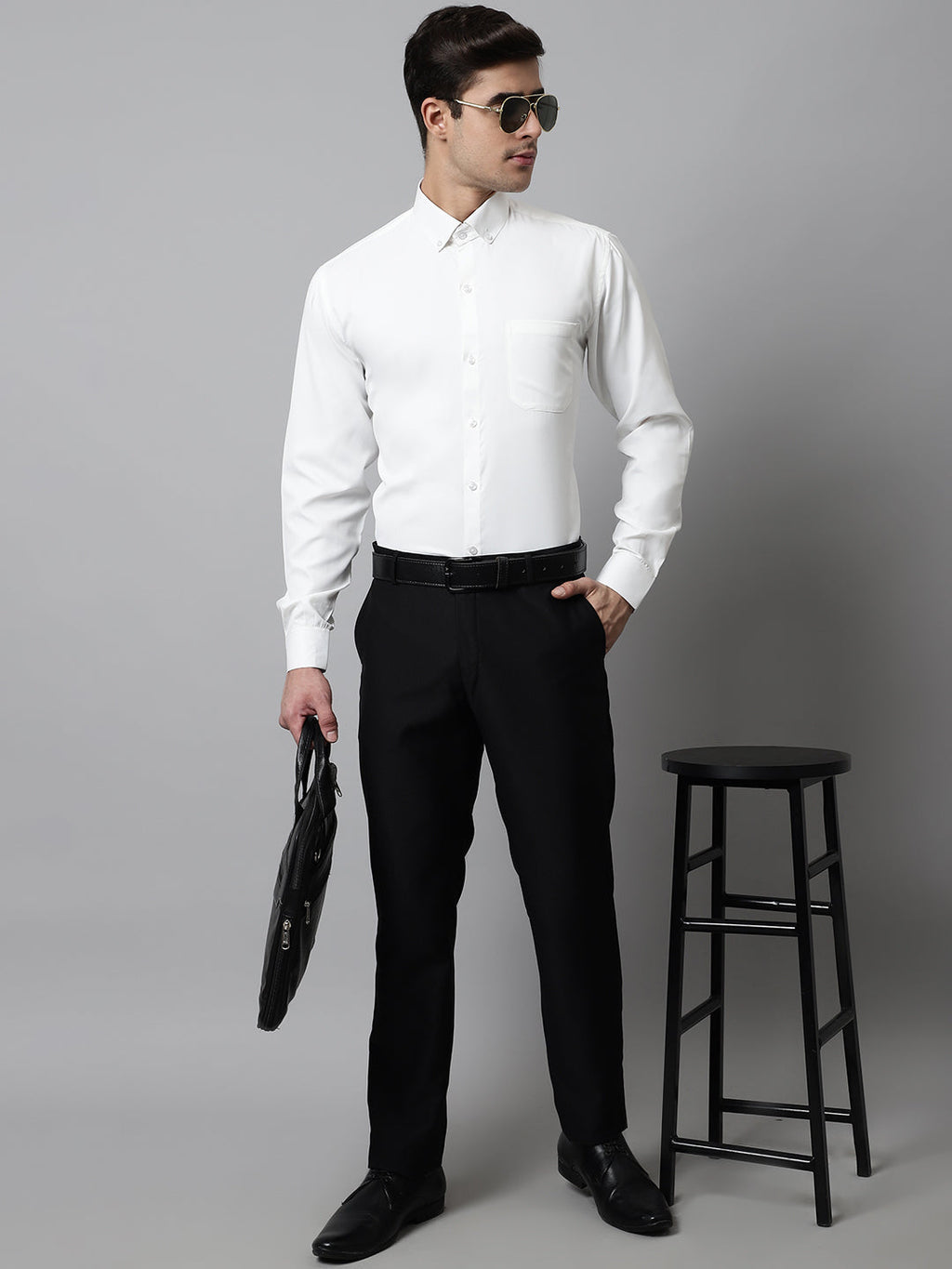 Jainish Men's White Classic Cotton Formal Shirt