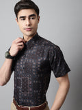 Jainish Men's Black Classic Printed Formal Shirt