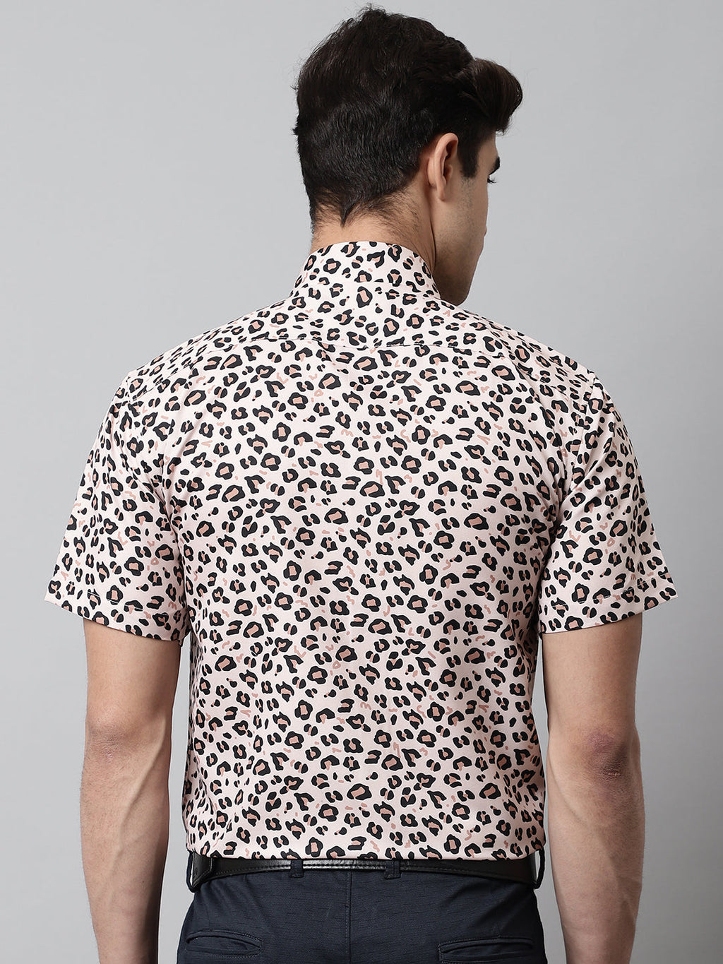 Jainish Men's Cream Classic Printed Formal Shirt - Cream