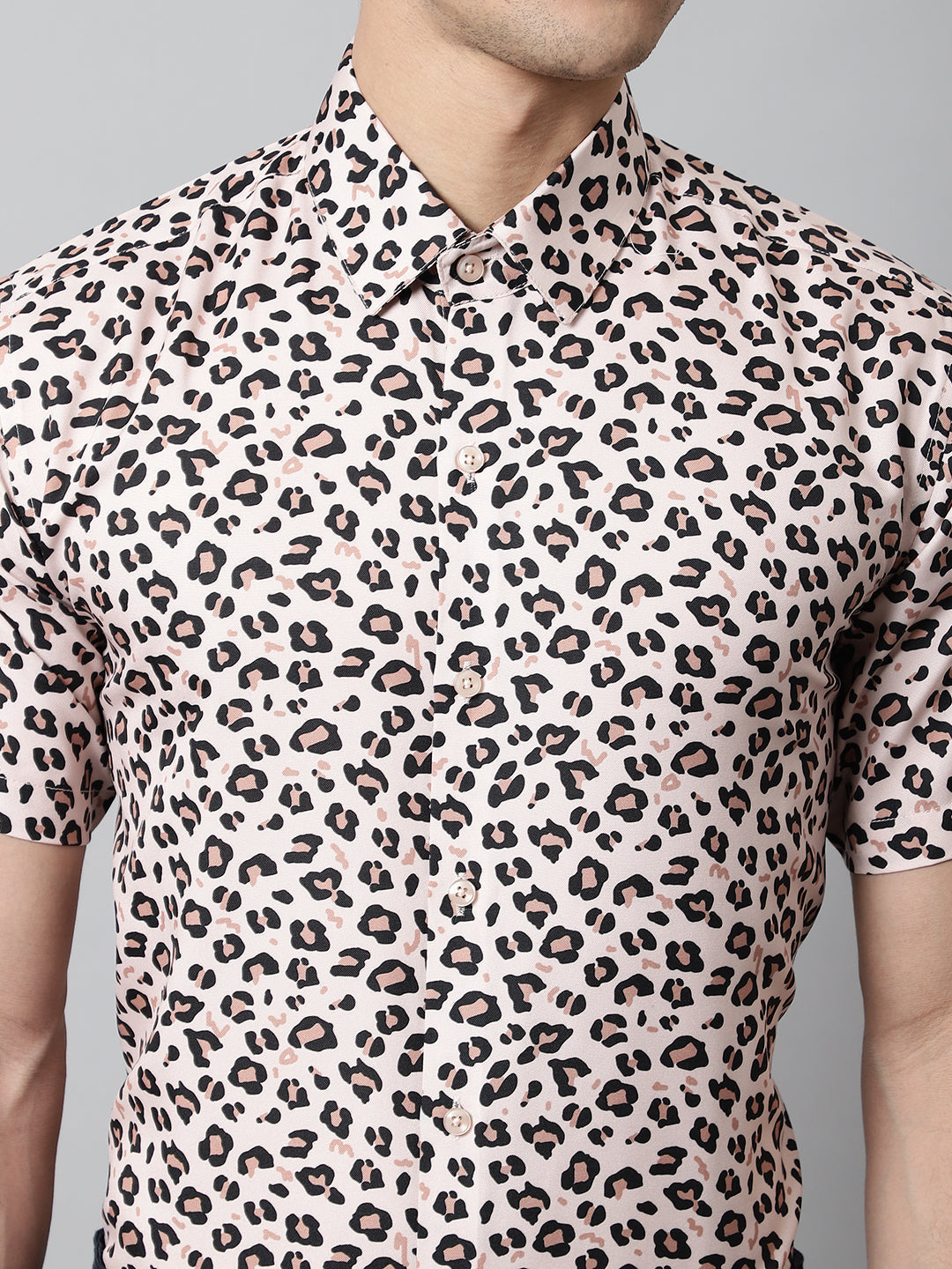 Jainish Men's Cream Classic Printed Formal Shirt - Cream