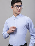 Jainish Men's Blue Micro Checked Formal Shirt