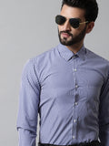 Jainish Men's Navy Blue Micro Checked Causal Shirt