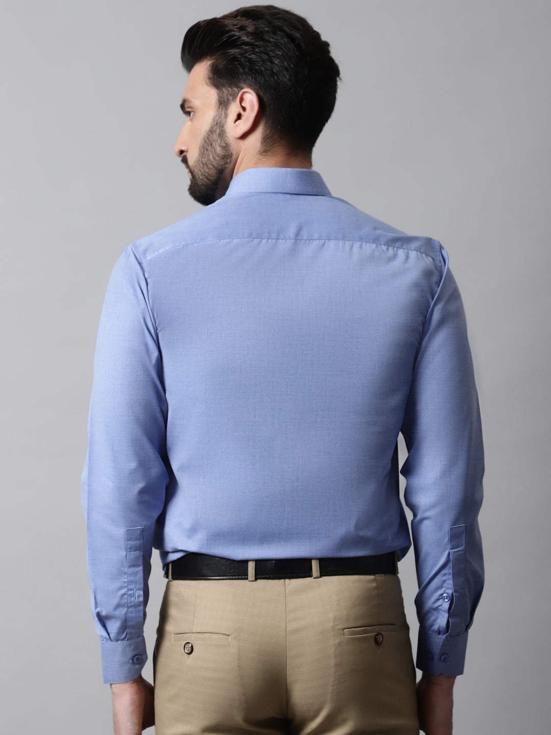 Jainish Men's Blue Classic Slim Fit Solid Formal Shirt