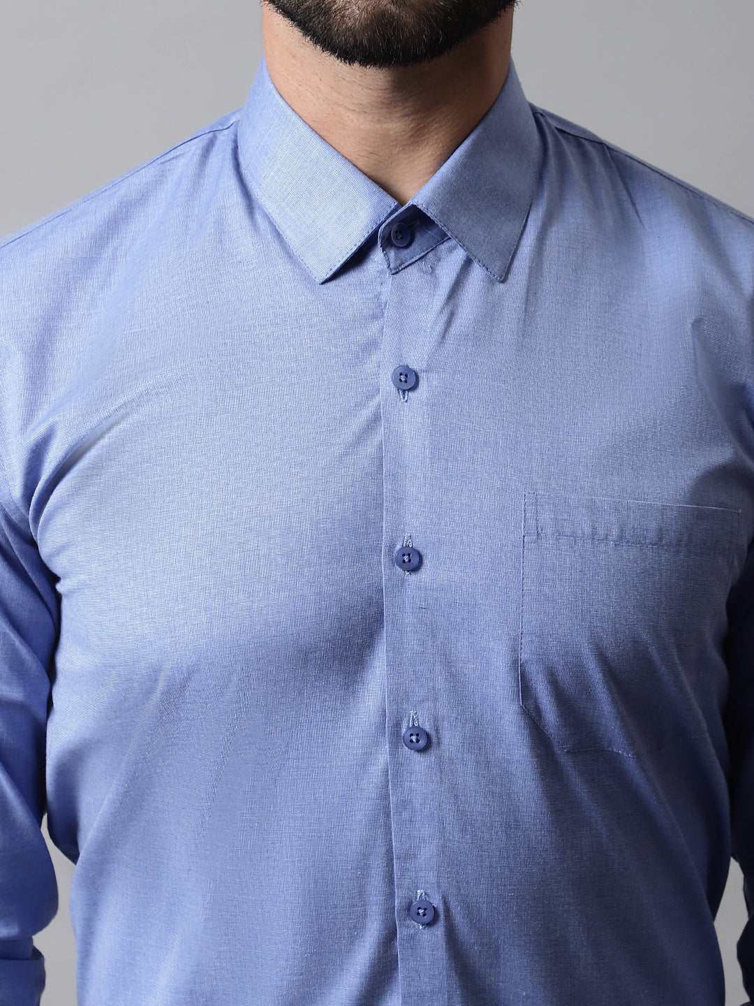 Jainish Men's Blue Classic Slim Fit Solid Formal Shirt