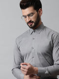 Jainish Men's Grey Classic Slim Fit Solid Formal Shirt