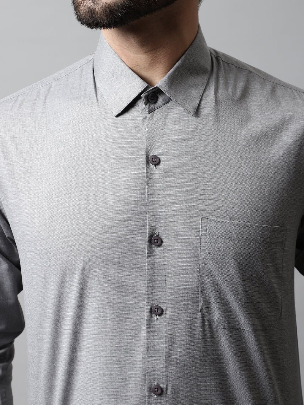 Jainish Men's Grey Classic Slim Fit Solid Formal Shirt