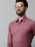 Jainish Men's Maroon Classic Slim Fit Solid Formal Shirt