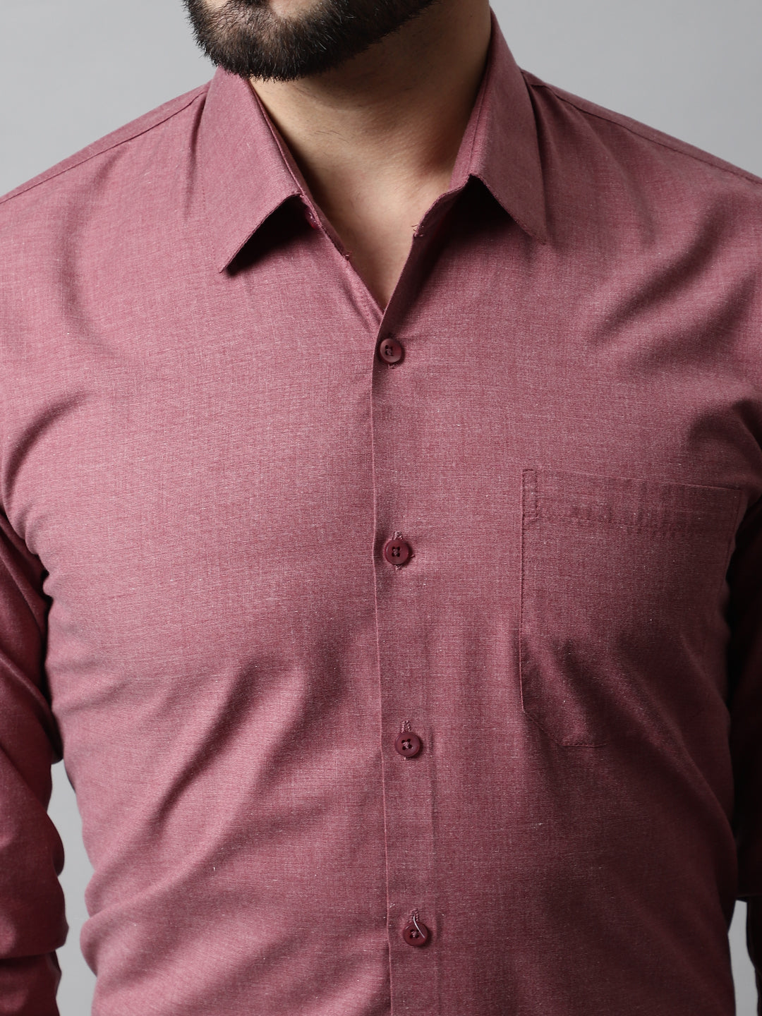 Jainish Men's Maroon Classic Slim Fit Solid Formal Shirt