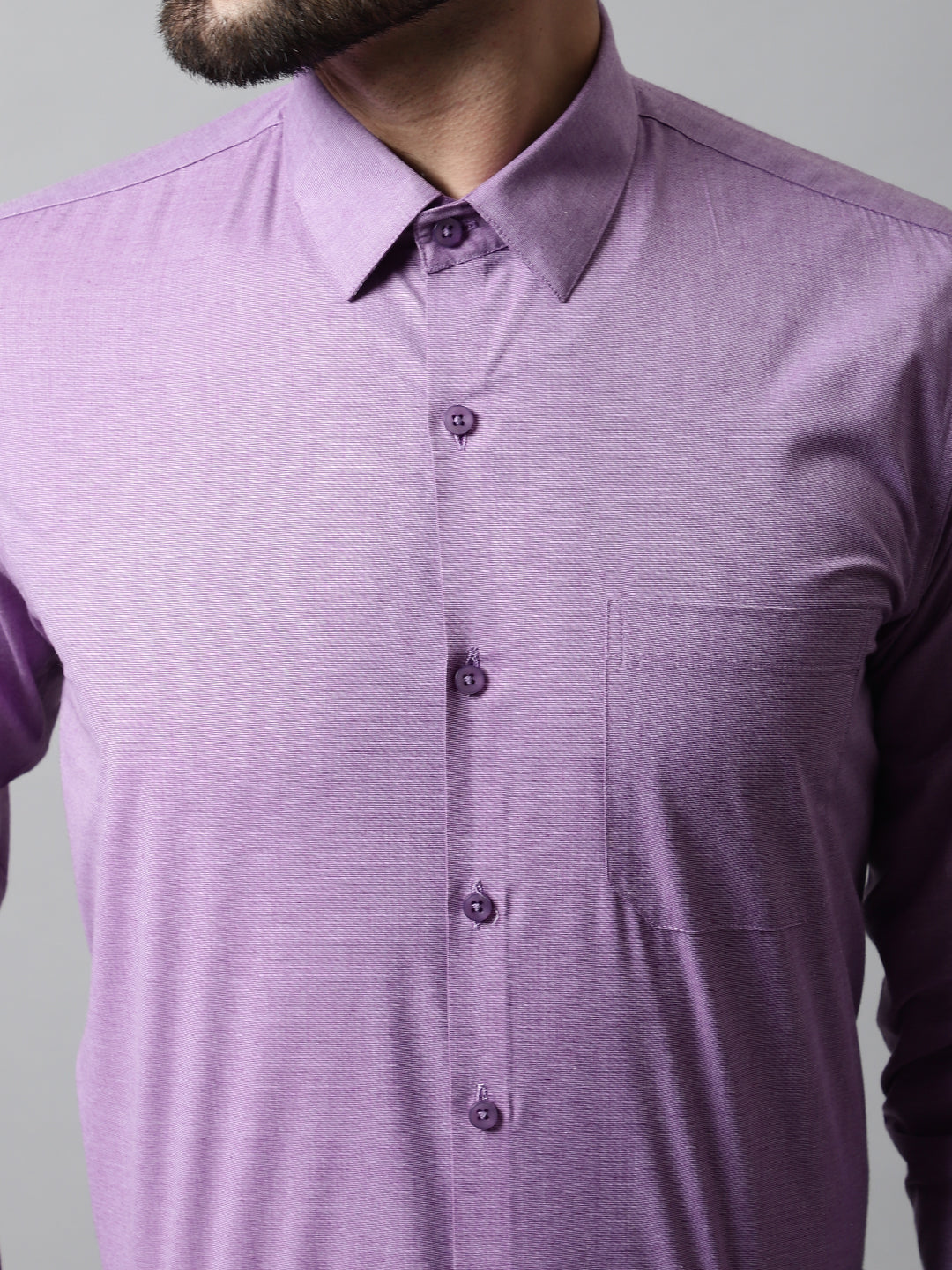 Jainish Men's Purple Classic Slim Fit Solid Formal Shirt