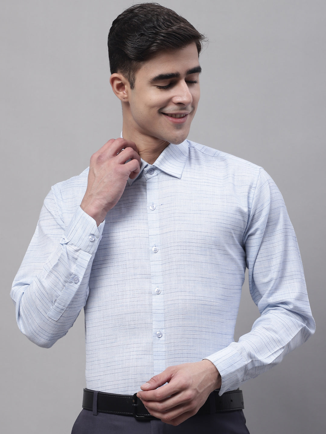 Jainish Men's Light-Grey Cotton Classic Formal Shirt