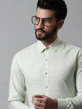 Jainish Men's Light-Green Cotton Classic Formal Shirt